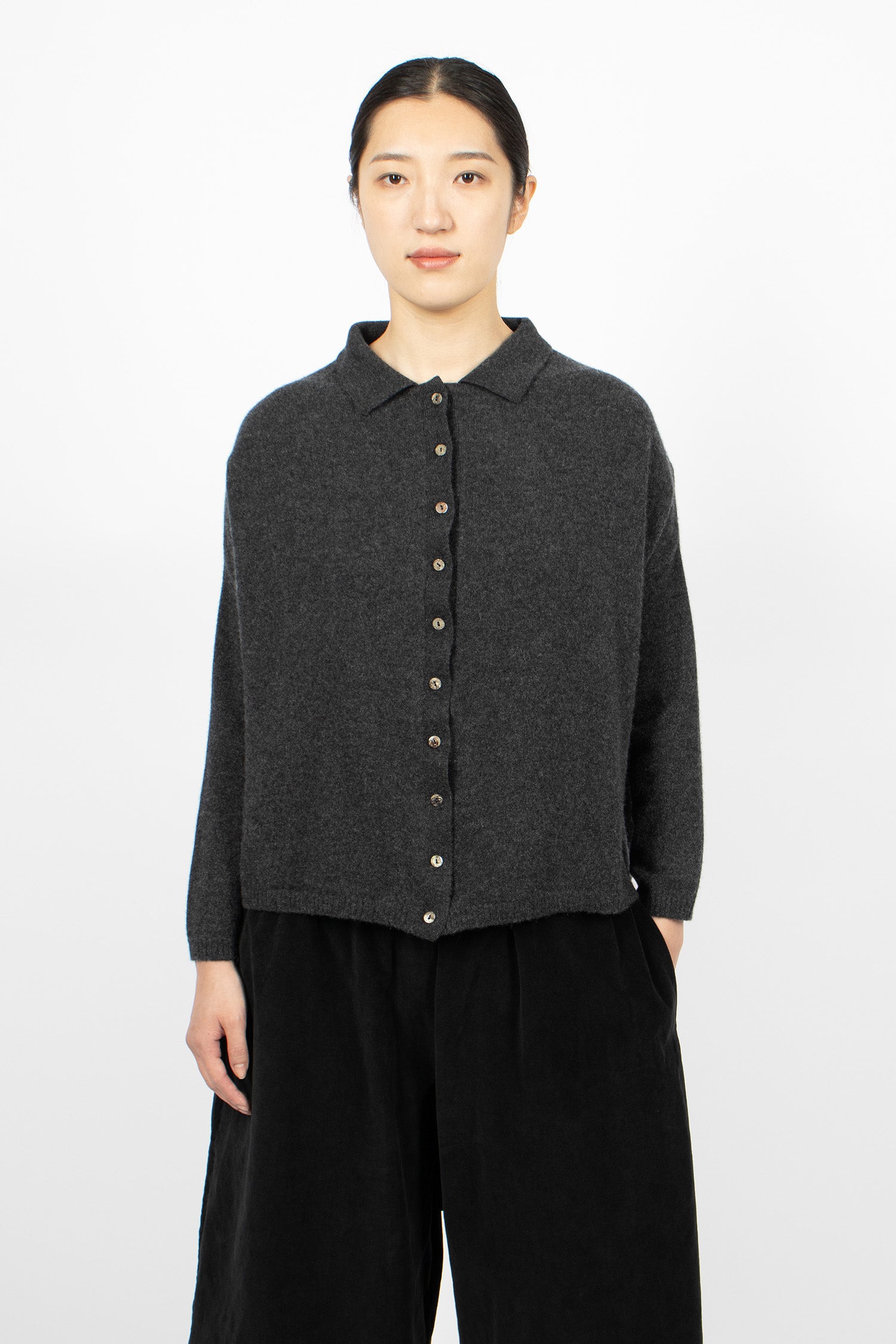 41_192 Cashmere Polo Aperta Almost Black