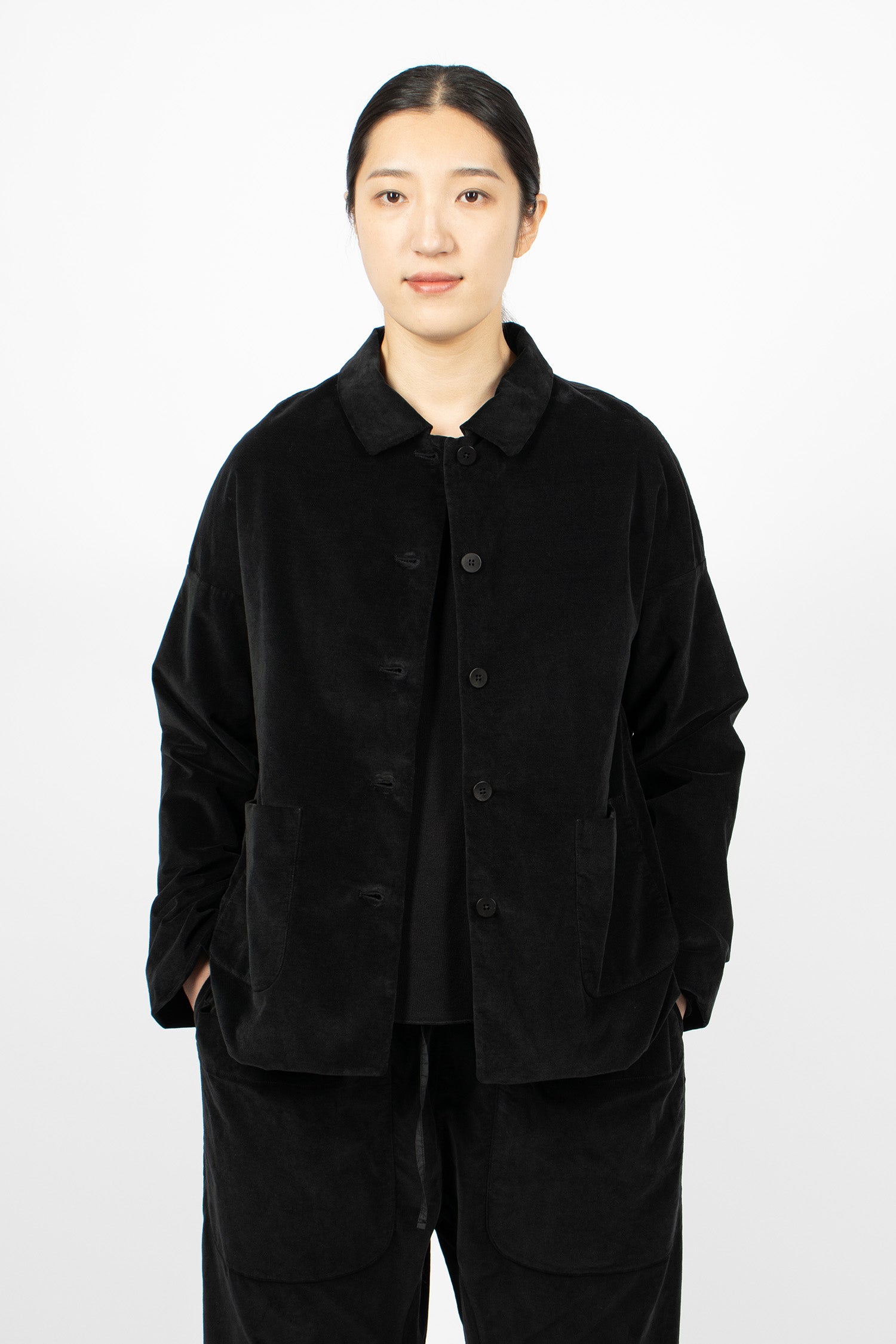 4279 Velvet Shirt Loose Blazer Black