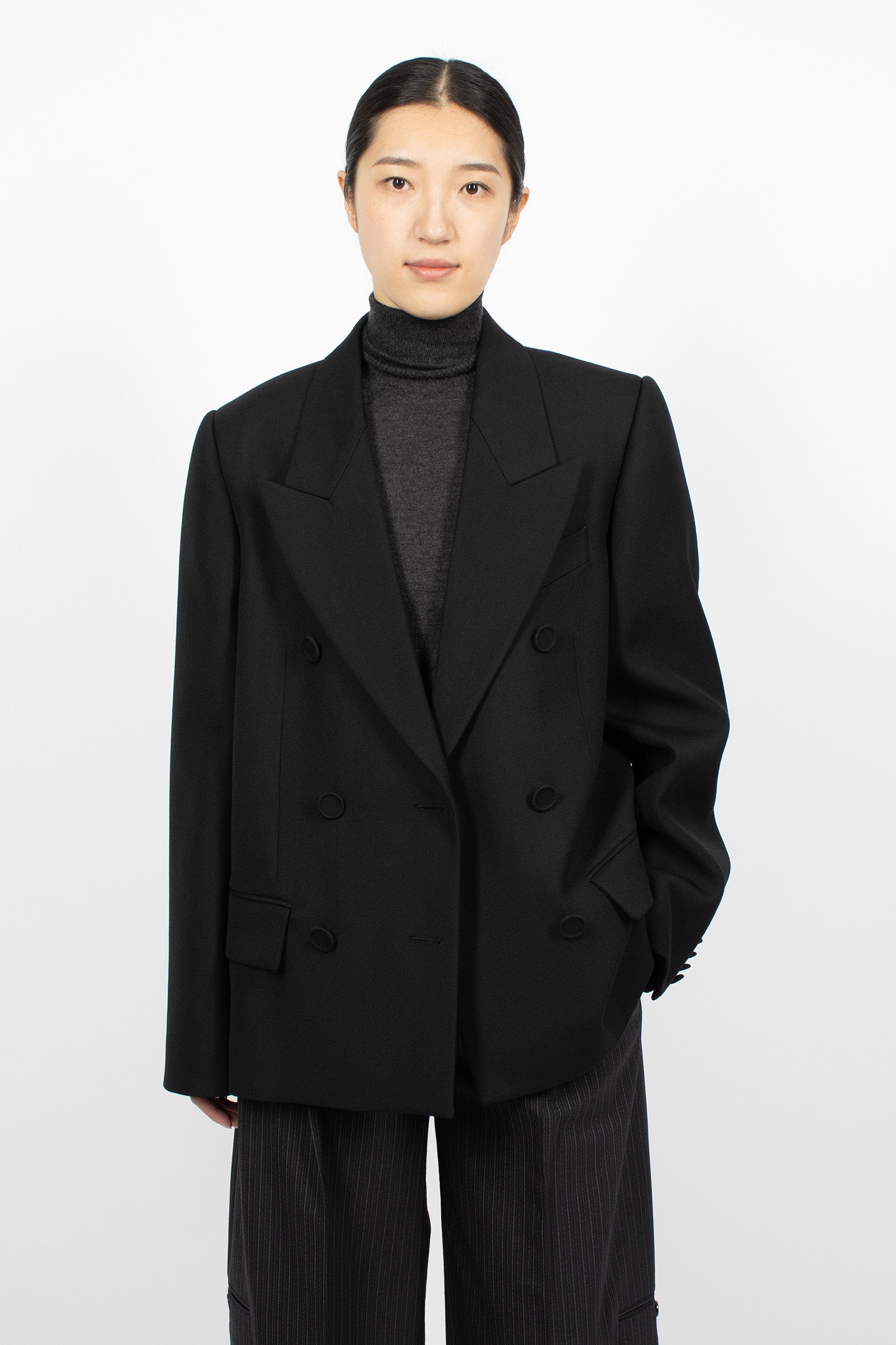 Double-Breasted Suit Jacket Black