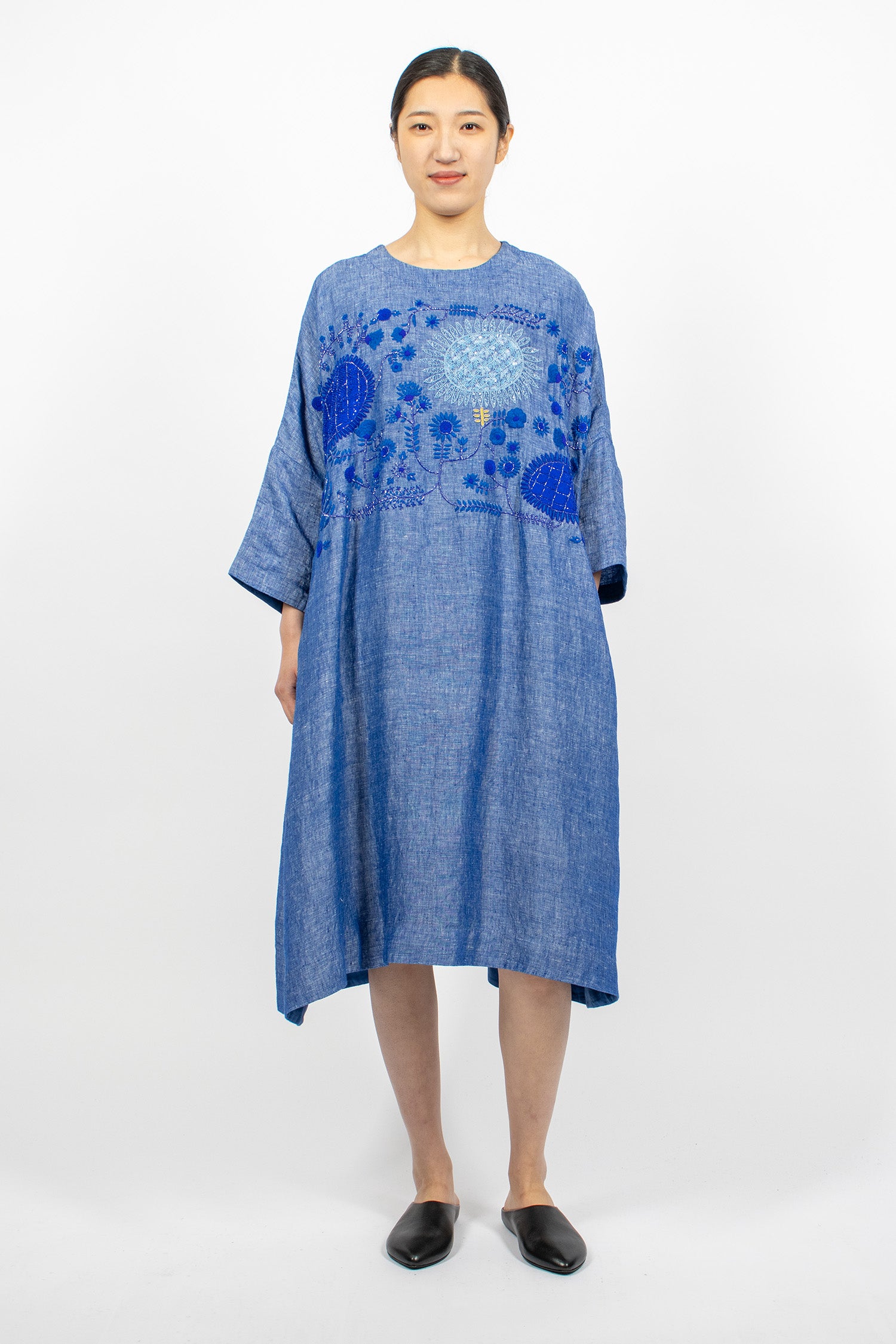 Embroidered Dress Light Lapis