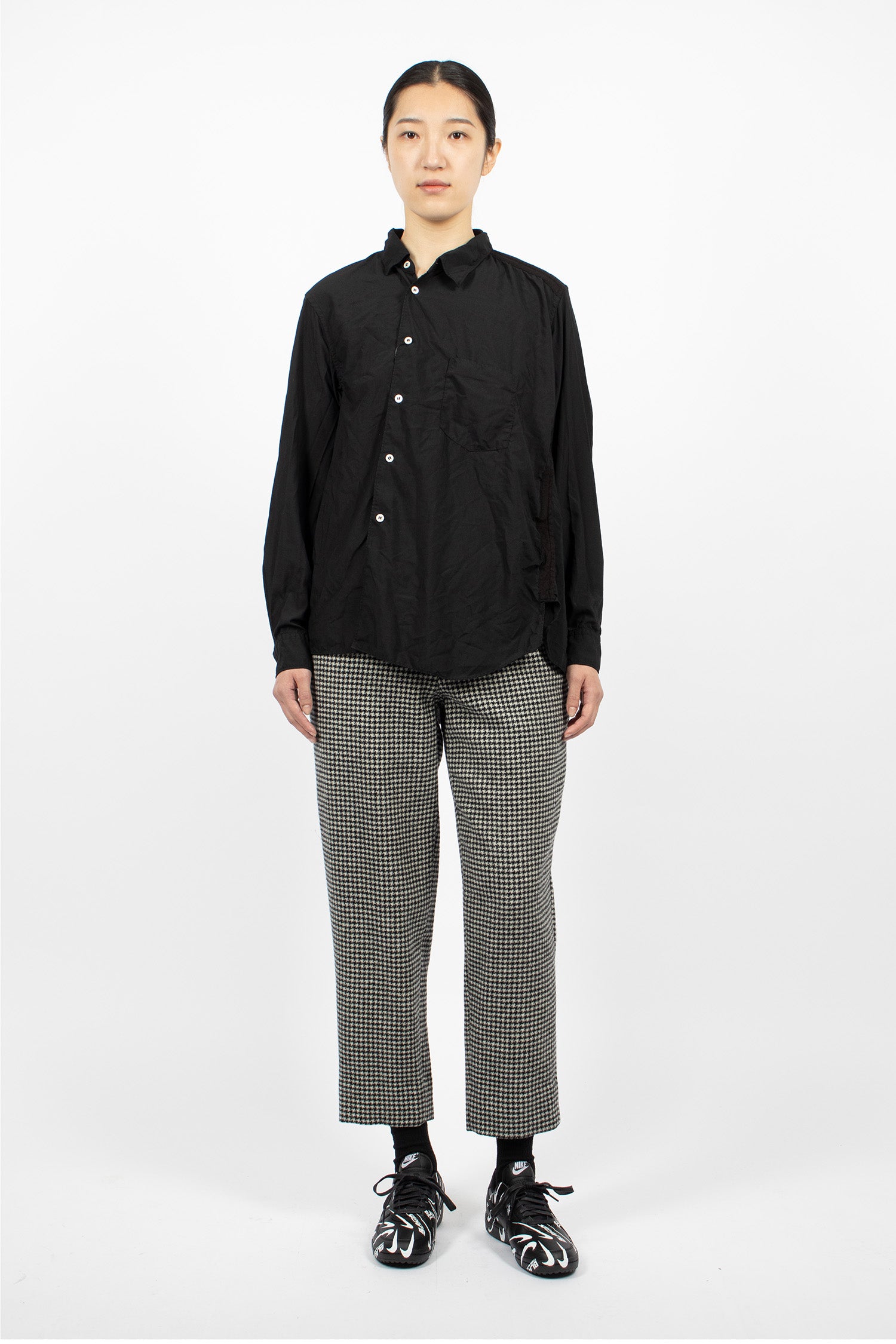 Wool Houndstooth Tapered Pants Black/White