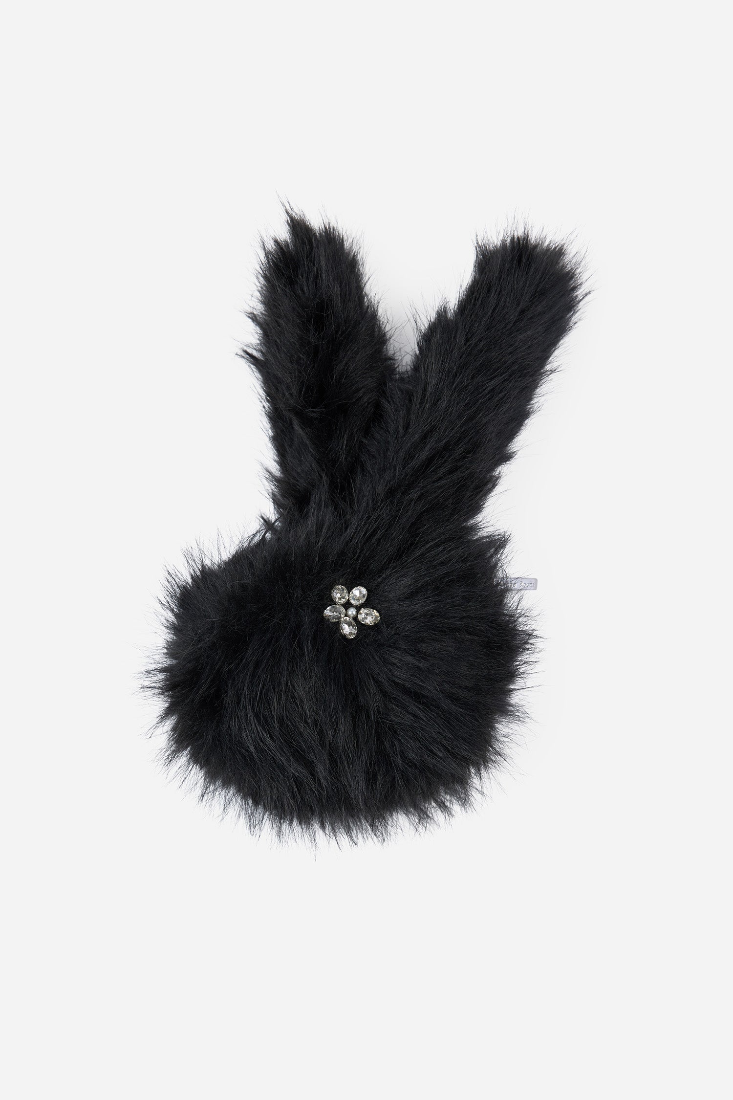 Faux Fur Hare Coin Purse Bag Charm Black/Clear