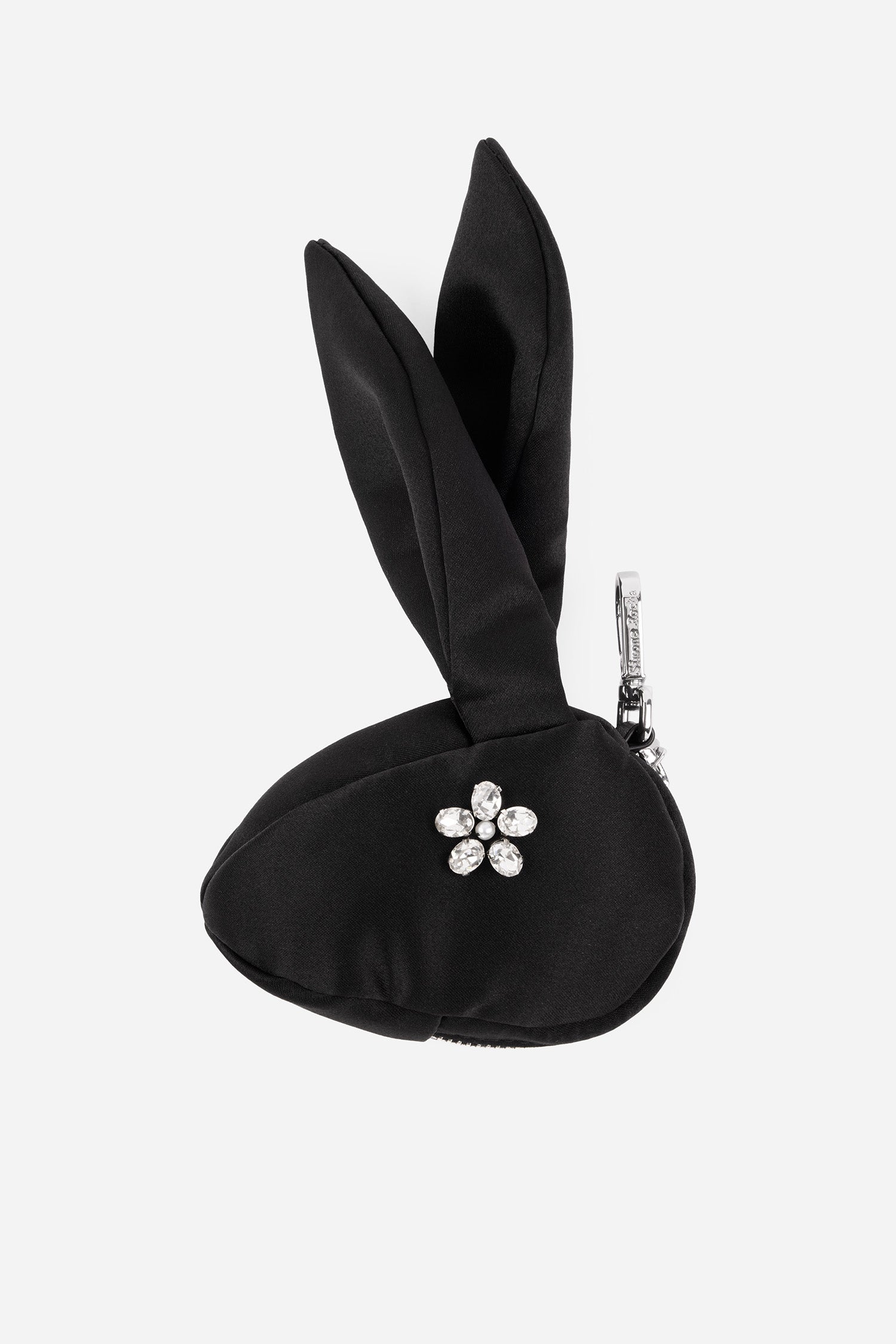 Satin Hare Coin Purse Bag Charm Black/Clear
