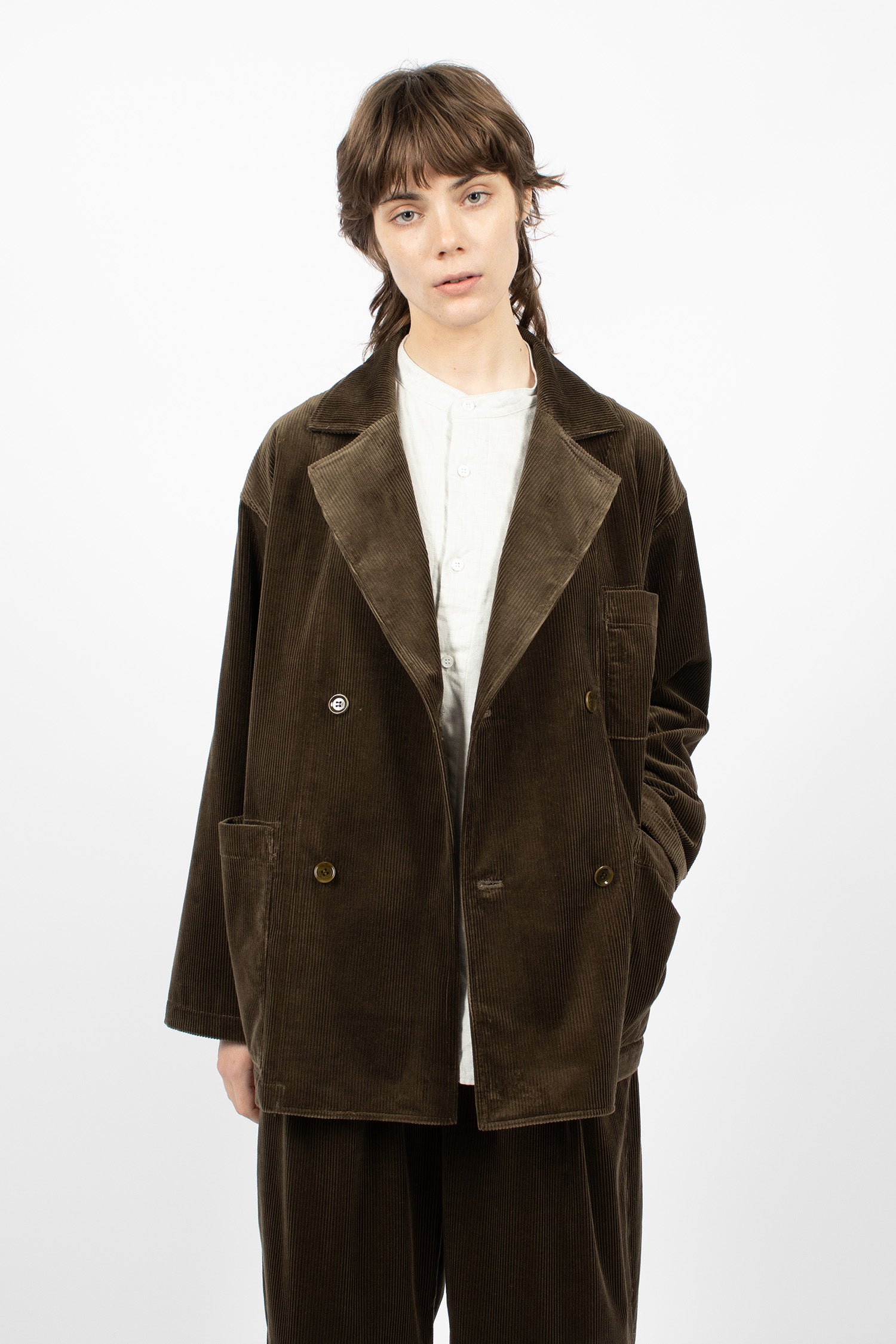 Double-Breasted Sack Jacket Chestnut