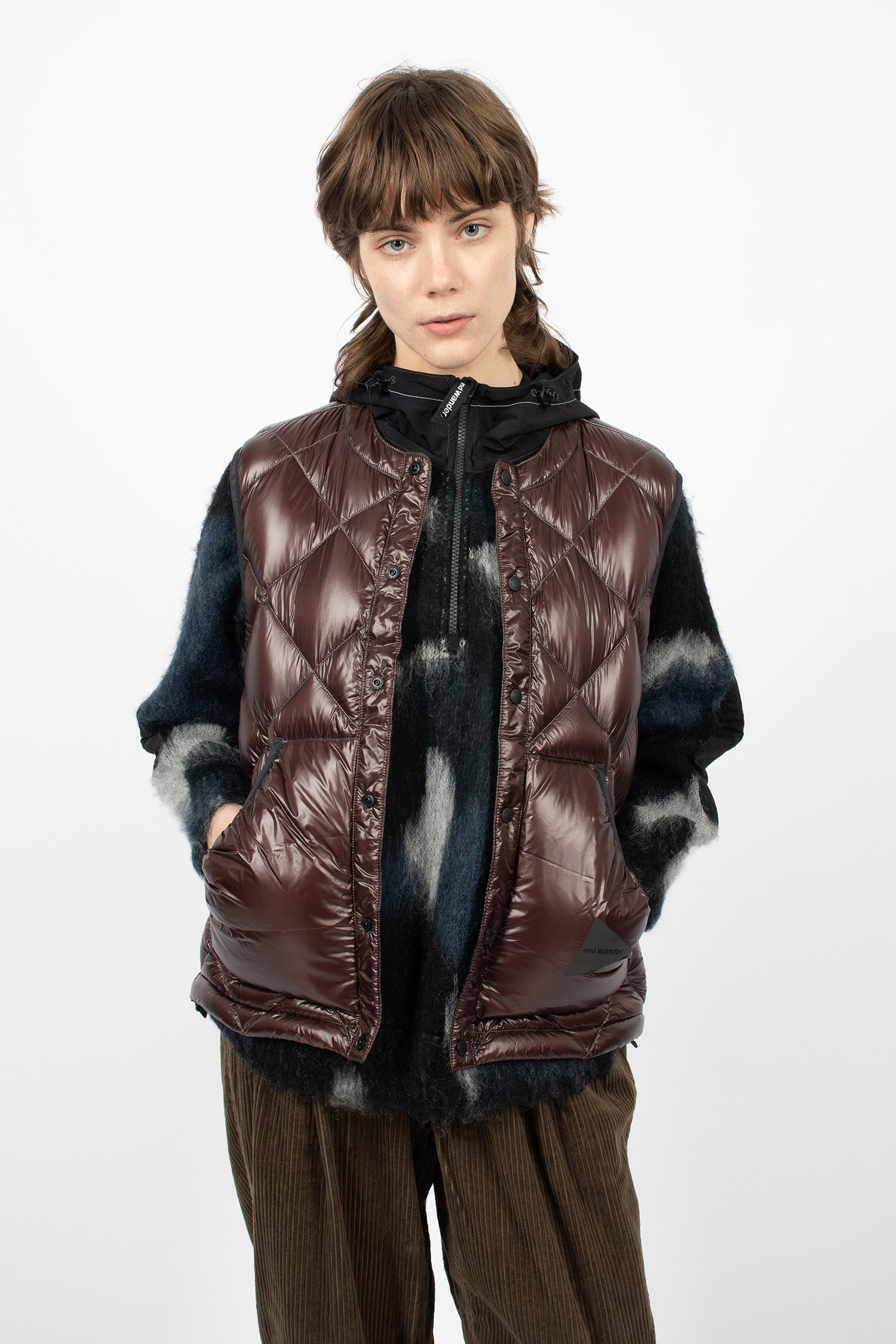 Diamond Stitch Down Vest Dark Brown