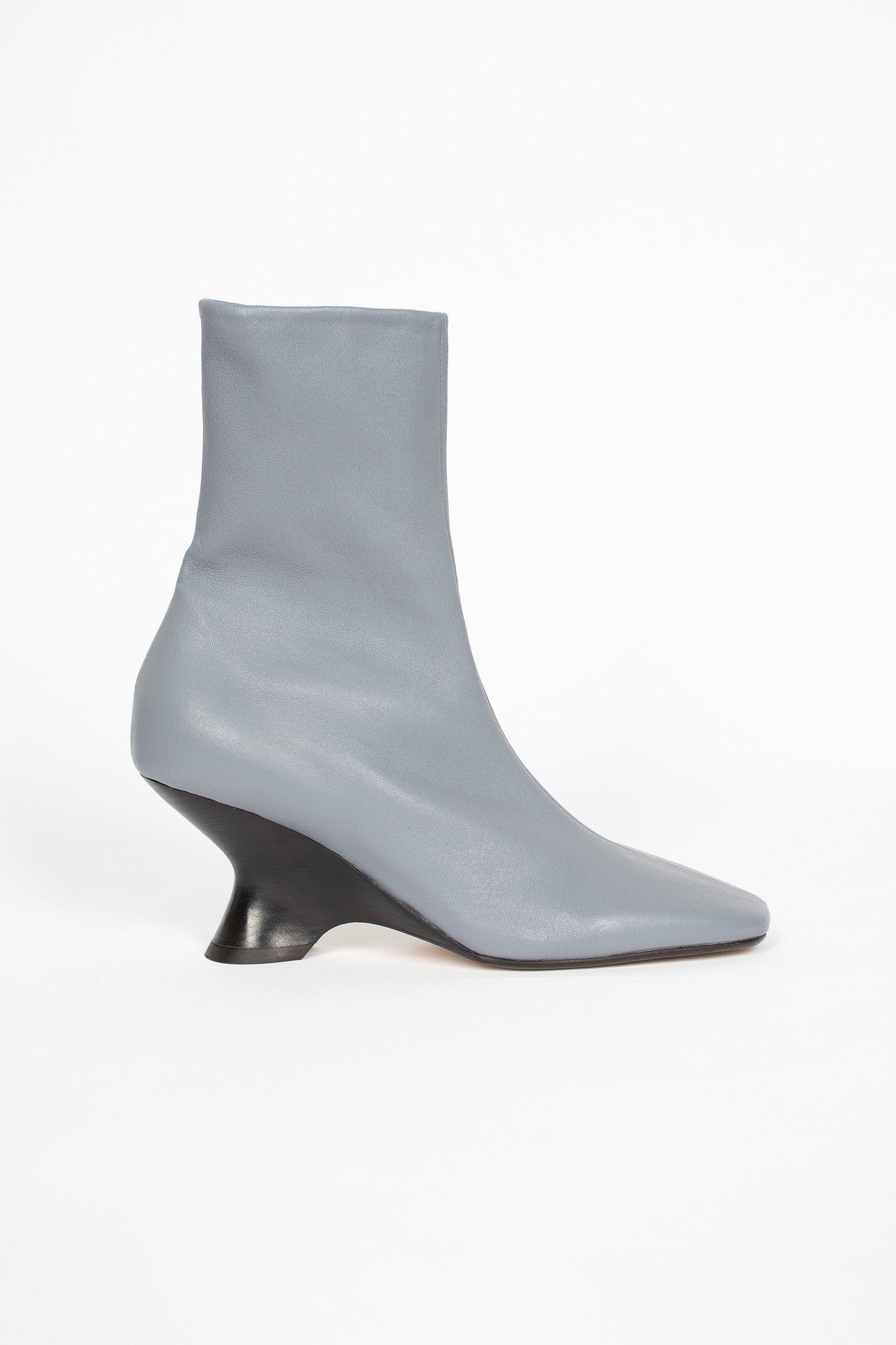 Heeled Leather Boots Grey
