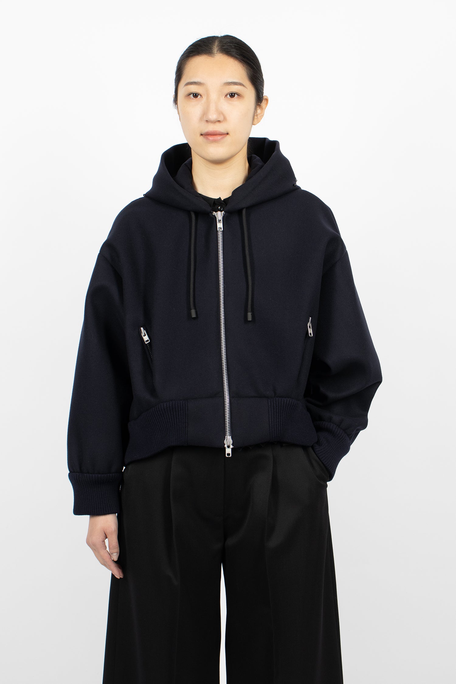 Hooded Zip-Up Bomber Navy/Jet
