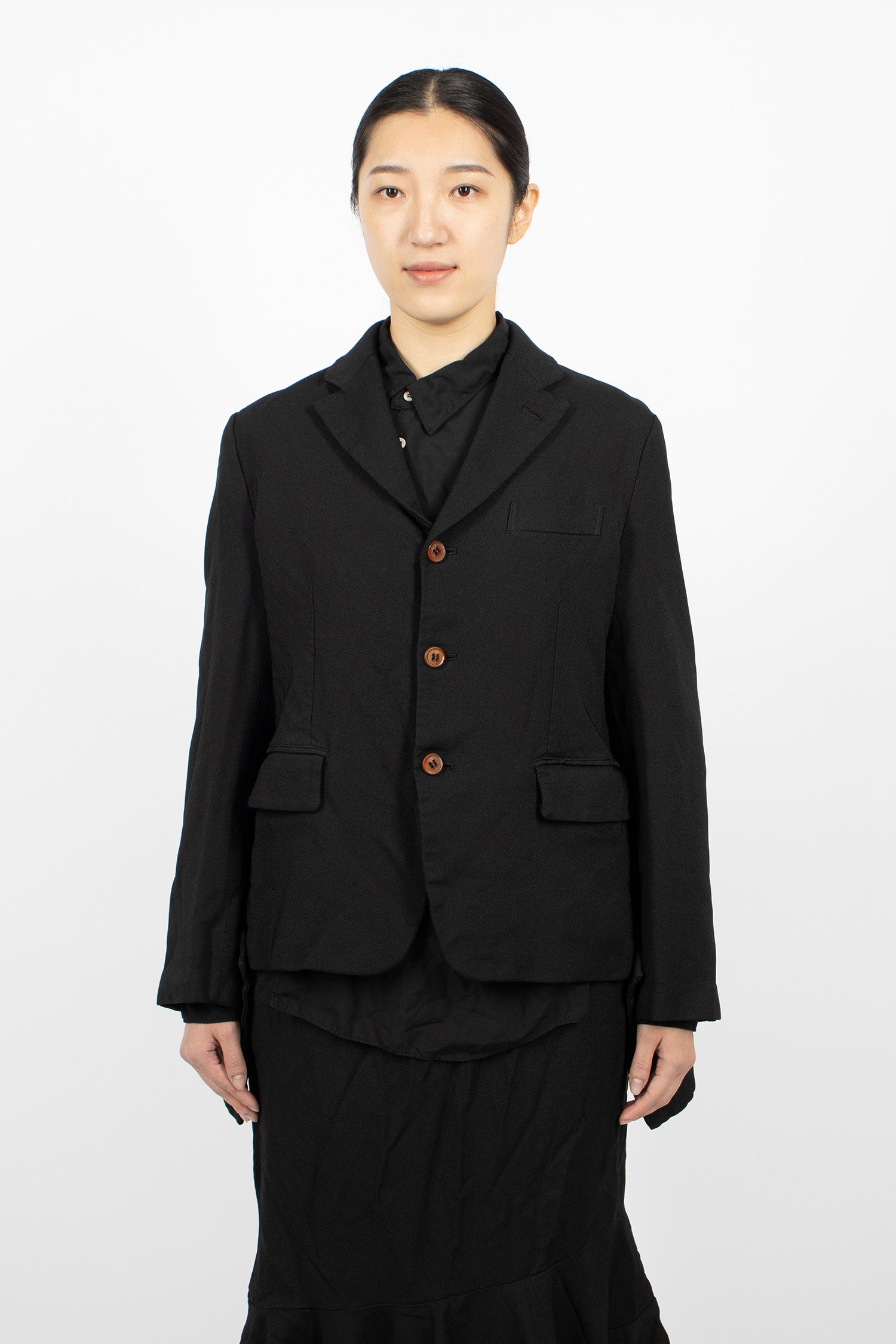 Draped Panel Twill Jacket Black