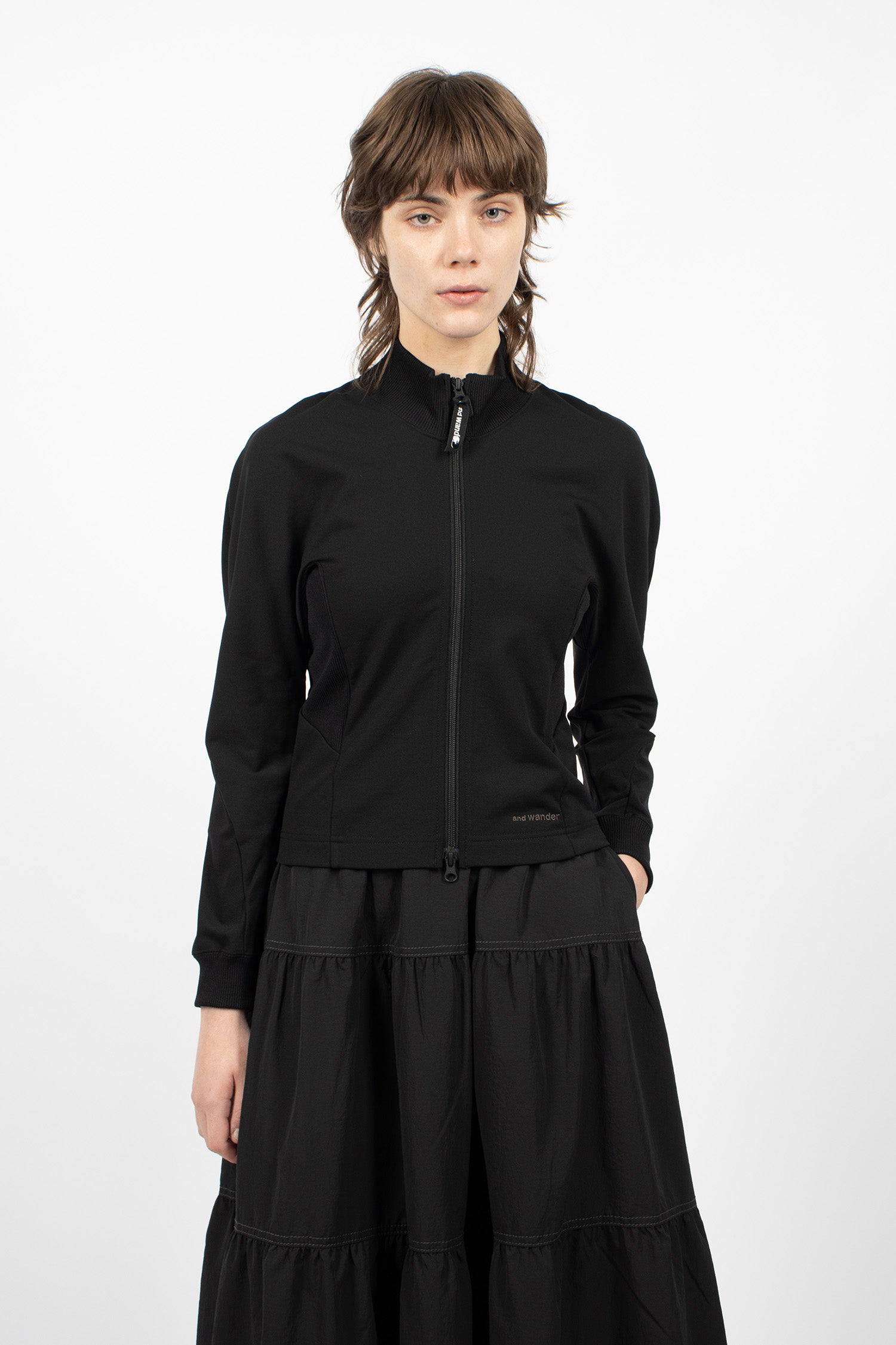 Back Pile Zip Up Jacket Black